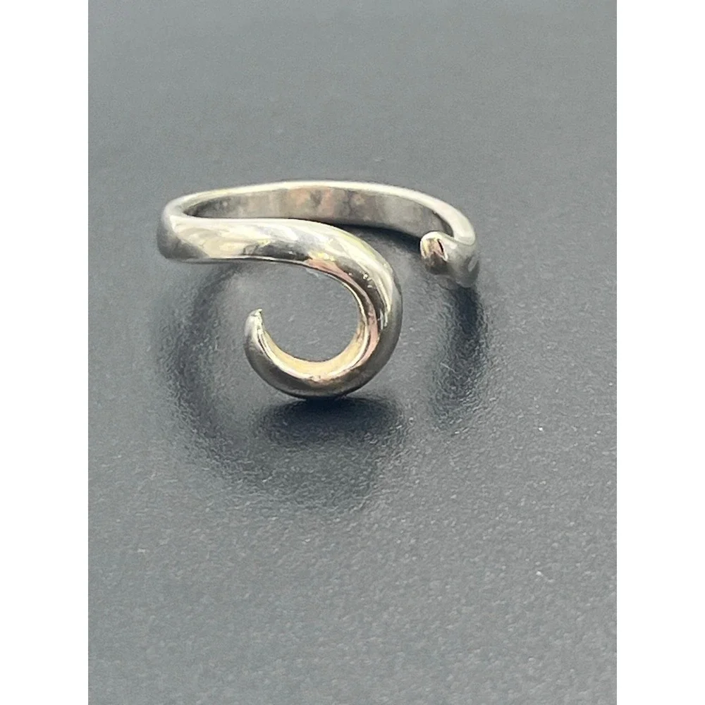 Marsala 925 Sterling Silver Curved Swirl Open Adjustable Ring 7.75
